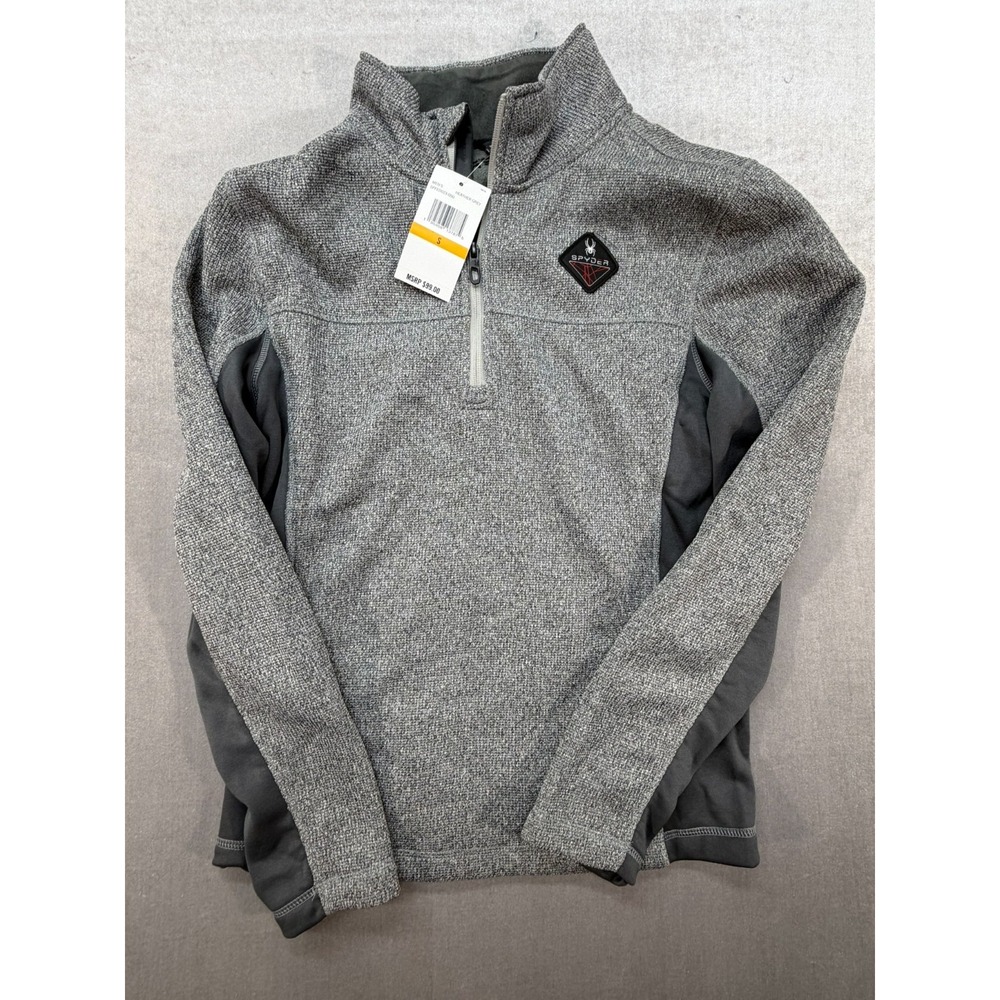 New Spyder Heather Gray Mens Pullover Quarter Zip Size Small MSRP $99